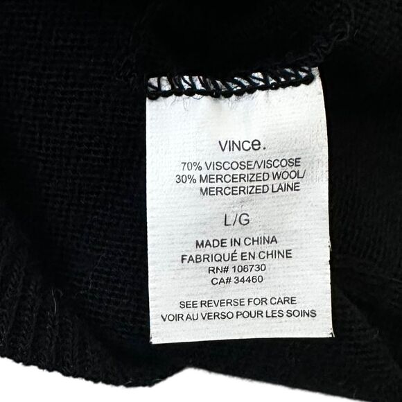 Vince Black Wool Blend V-neck Long Sleeves Shirt Women's Size Large | 5-8 - Picture 3 of 6